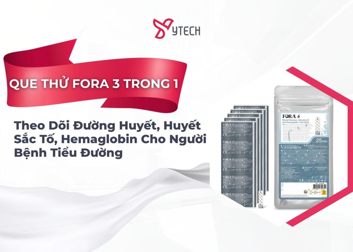 QUE THỬ FORA 3 TRONG 1 - THEO DÕI ĐƯỜNG HUYẾT, HUYẾT SẮC TỐ, HEMAGLOBIN CHO NGƯỜI BỆNH TIỂU ĐƯỜNG