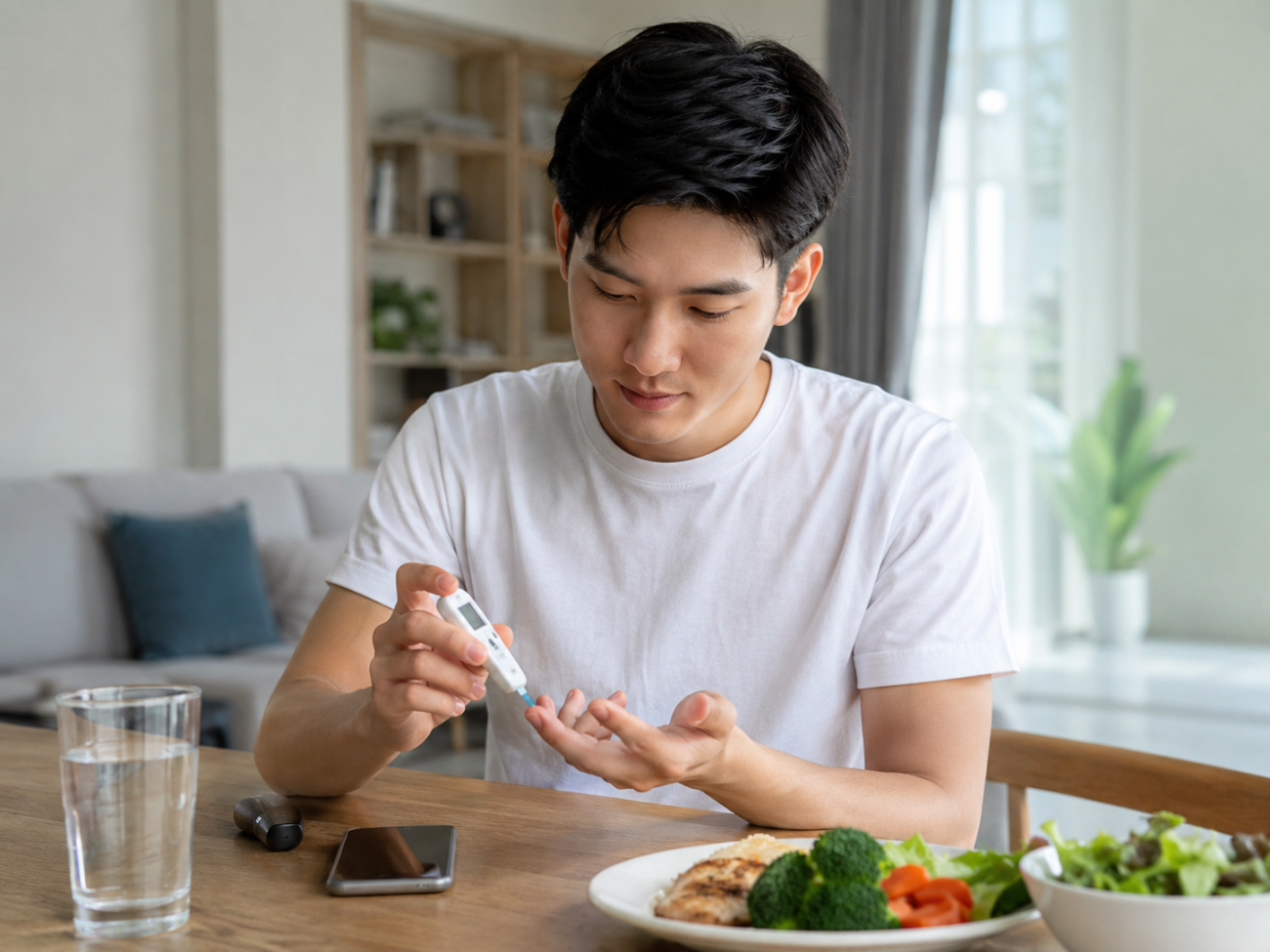 Người trẻ kiểm tra đường huyết tại nhà để phát hiện sớm tiểu đường