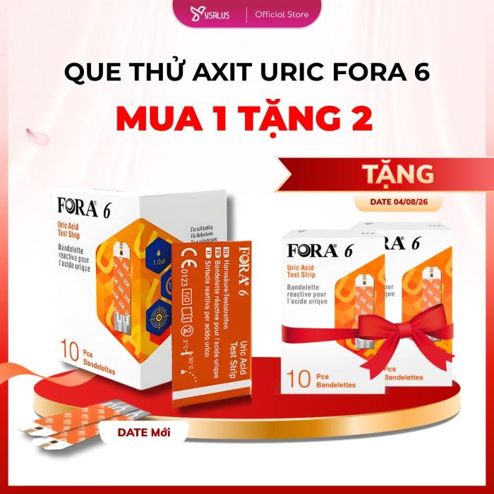 MUA 1 TẶNG 2 | Que Thử Axit Uric FORA 6, Hộp 10 Que (3 Hộp)