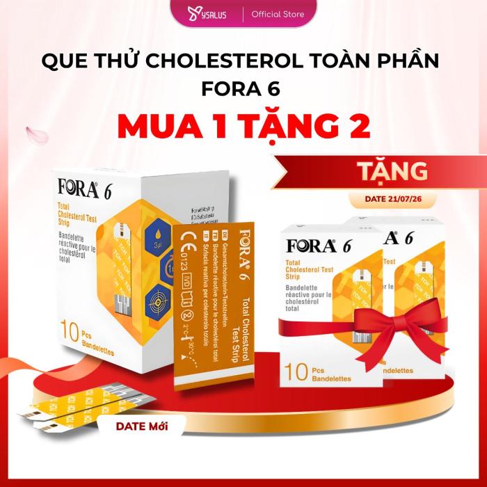 Mua 1 Tặng 2 | Que Thử Mỡ Máu Cholesterol FORA 6, Hộp 10 Que (3 Hộp)