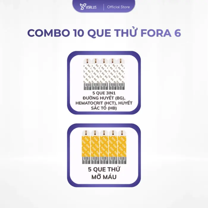 Combo 10 Que Thử Fora 6, 5 3in1 + 5 Mỡ Máu